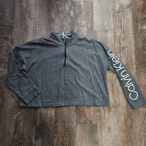 Calvin Klein Crop Quarter Zip Pull Over Sweater - Picture 1 of 4